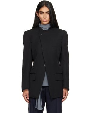 Bottega Veneta Wool Grain De Poudre Collarless Blazer - Black