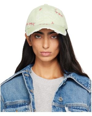 Ganni Printed Washed Cotton Cap - Blue
