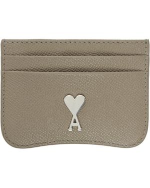 Ami Paris Taupe Leather Paris Paris Card Holder - Green