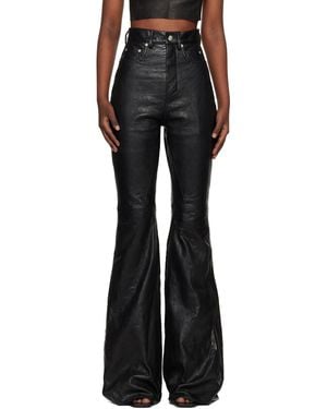 Rick Owens Temple Bolan Bootcut Leather Trousers - Black