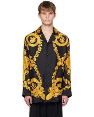Versace Black Maschera Baroque Pyjama Shirt - Orange