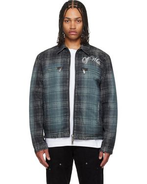 Off-White c/o Virgil Abloh Check Jacquard Skate Coach Denim Jacket - Grey