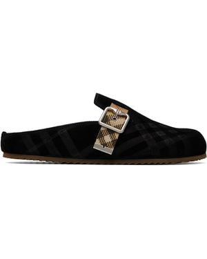 Burberry Check Suede Urchin Loafers - Black