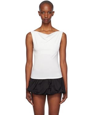 Miaou Cowl-Neck Jersey Tank Top - White