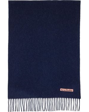 Acne Studios Fringe Wool Narrow Scarf - Blue