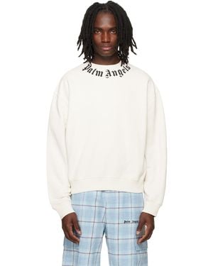 Palm Angels Off- Neck Logo Sweatshirt - White
