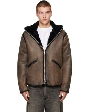 Our Legacy Leather Full Zip Jacket - Brown