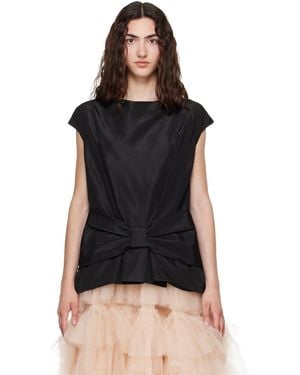 Simone Rocha Boxy Peplum Bow Detail Blouse - Black