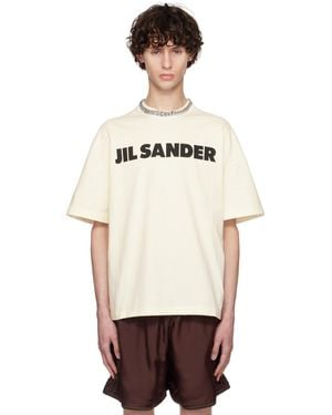 Jil Sander オフホワイト ロゴプリント Tシャツ - ナチュラル