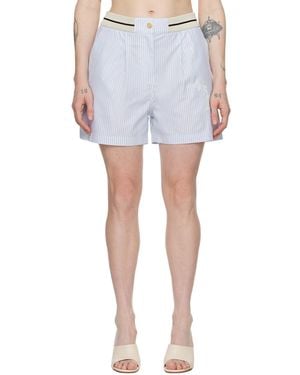 Palm Angels Blue & White Stripes Shorts