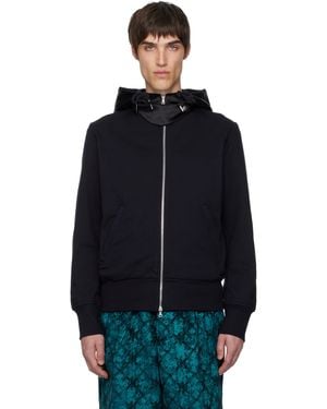 Dries Van Noten Pull À Capuche Noir À Image Imprimée - Bleu