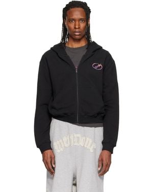 we11done Gradient Logo Zip-Up Hoodie - Black