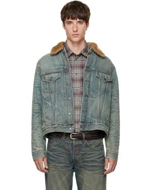 Acne Studios Fur Collar Denim Jacket - Grey