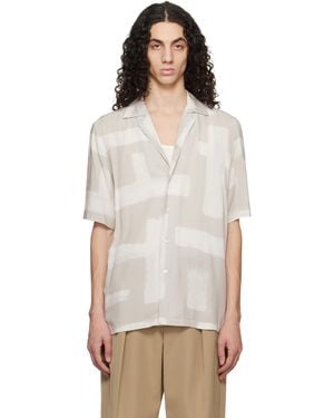 BOSS Taupe Regular-Fit Maxi Print Shirt - Multicolour