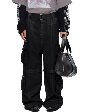 Lu'u Dan Coated Denim Cargo Trousers - Black