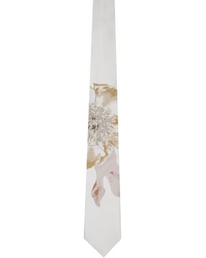 Dries Van Noten Off- Floral Tie - Black