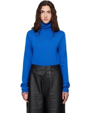 Frankie Shop Pull Léger Eve Bleu À Col Roulé