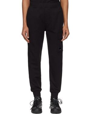 C.P. Company Diagonal Raised Fleece Lens Joggers - Black