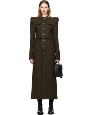 LAURA ANDRASCHKO Khaki Pagoda Loden Maxi Coat - Black