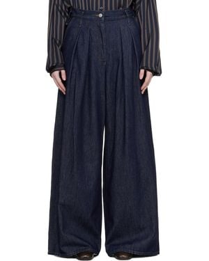 Dries Van Noten Wide Pleated Jeans - Blue