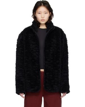 Skims Faux Fur Oversized Mock Neck Jacket - Black