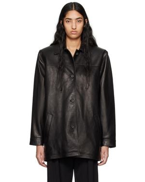 Magda Butrym Oversized Button Up Leather Jacket - Black