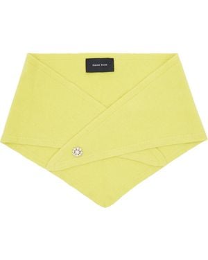 Simone Rocha Embellished Cashmere Neckerchief Scarf - Yellow
