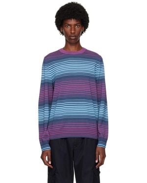 Paul Smith パープル&ブルー ボーダー クルーネックセーター