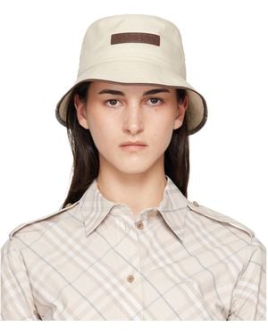 Burberry Chapeau Bob Blanc Cassé En Gabardine À Logo - Marron
