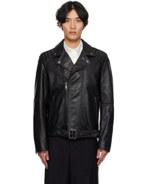 HUGO Leather Biker Jacket - Black