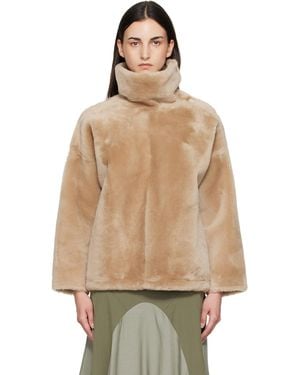 Yves Salomon Lambskin Shearling Jacket - Natural