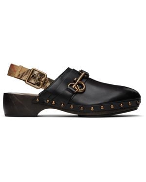 Burberry ブラック Trunk Strap レザー クロッグ