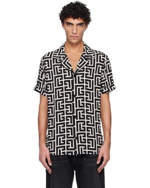 Balmain Pyjama Monogrammed Print Shirt - Black
