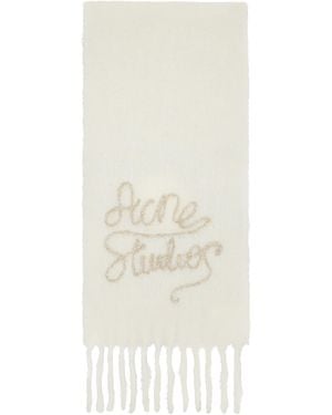 Acne Studios Off- Wool Logo Scarf - Natural