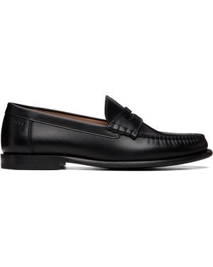 BOSS Leather Penny Trim Loafers - Black