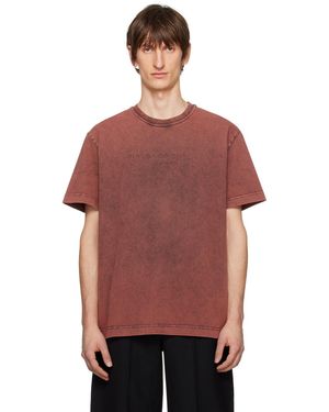 Alexander Wang バーガンディ エンボスロゴ Tシャツ - レッド