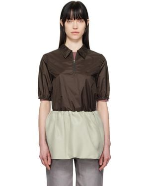 Amomento Sheer Half Zip-Up Polo - Black