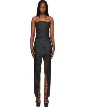 Rick Owens Temple Sliced Bustier Denim Maxi Dress - Black