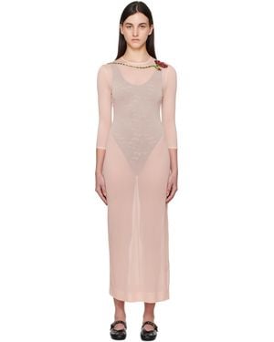 Simone Rocha Fitted Ballet Mesh Column Maxi Dress - Black