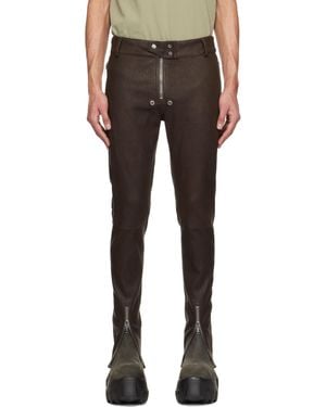 Rick Owens ブラウン Hollywood Tyrone Belas レザーパンツ - ブラック