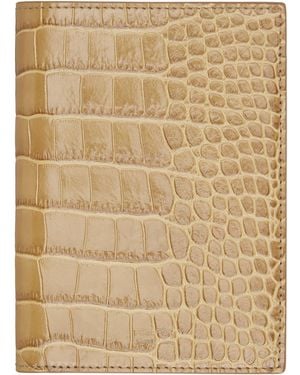 Tom Ford Tan Shiny Croc 'T Line' Passport Holder - Natural