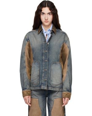 Off-White c/o Virgil Abloh Corduroy Patch Denim Jacket - Blue