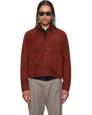 Paul Smith Slim Fit Denim Style Suede Jacket - Red