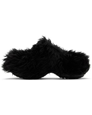 Balenciaga Black Crocs Edition Fake Fur Mules