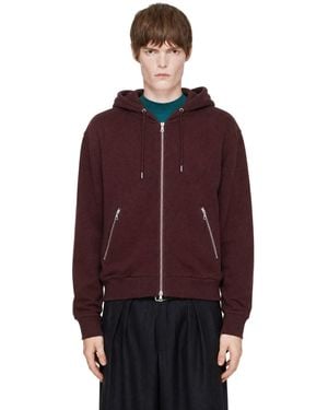 Dries Van Noten Burgundy Cotton Zip Hoodie - Red