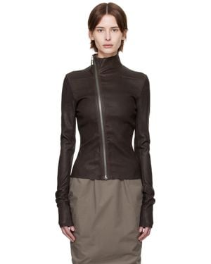 Rick Owens ブラウン Hollywood Jkt レザージャケット - ブラック