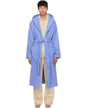 Tekla Terry Hooded Bathrobe - Blue