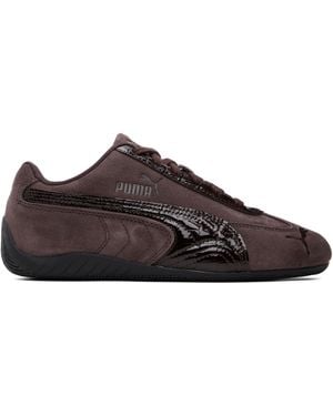 PUMA Baskets Speedcat Mauves À Garnitures En Cuir Gaufré Façon Croco - Marron