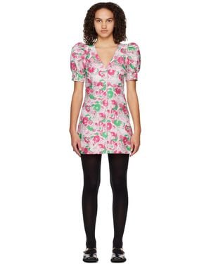 Ganni Silver & Pink Floral Minidress - Black