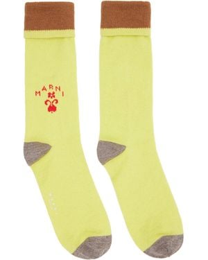 Marni Wool Flower Logo Socks - Yellow